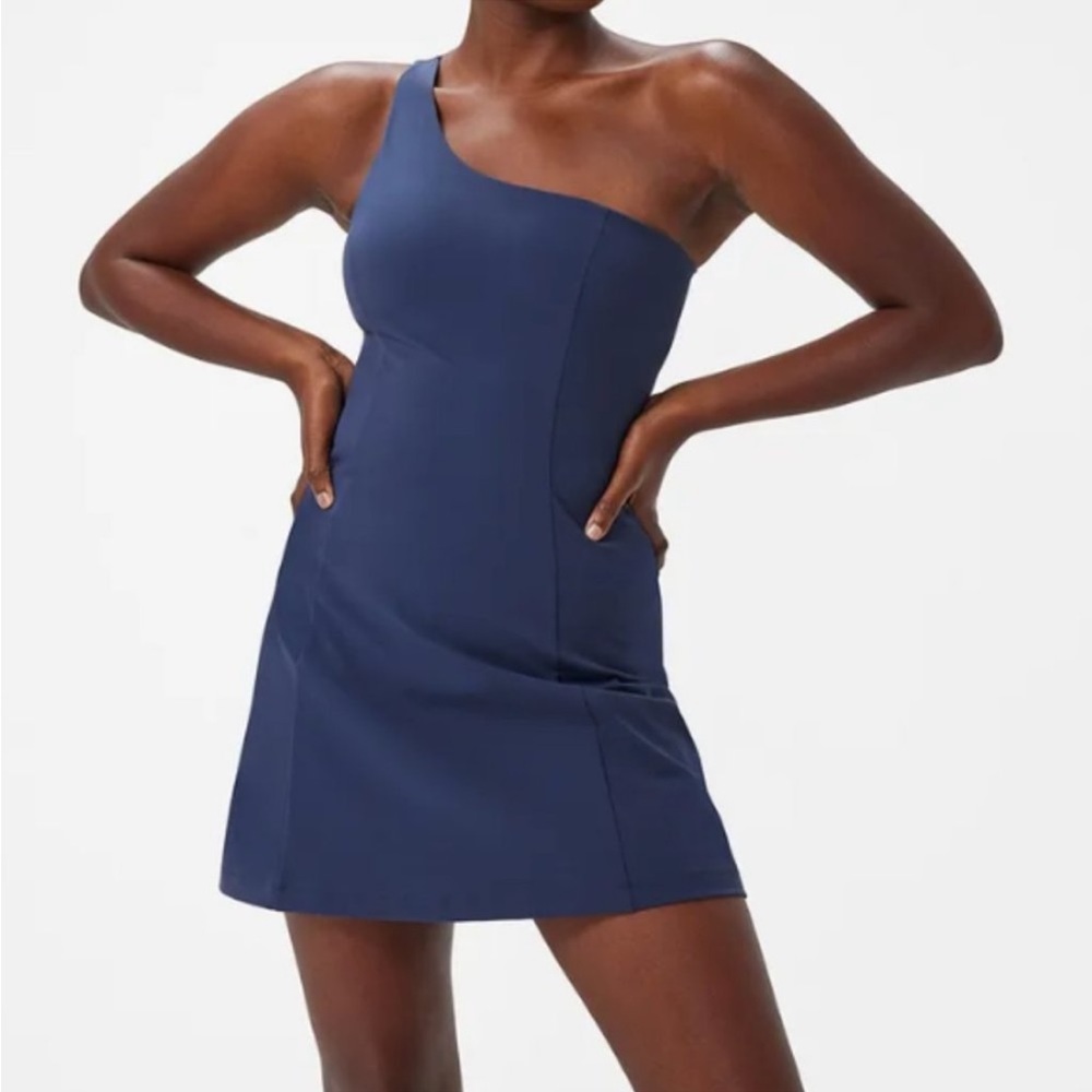 one shoulder outdoor voices dress - navy
